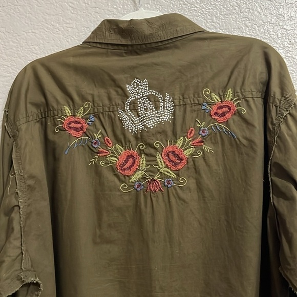 The Factory Mens Long Sleeve Brown Button Down Shirt  Size XXL Embroidered - Picture 7 of 11